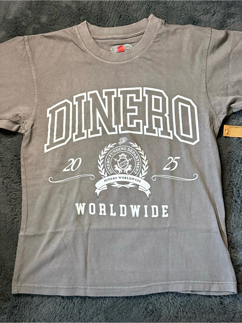 DINERO Worldwide Tee Vintage Dark Gray Size Medium